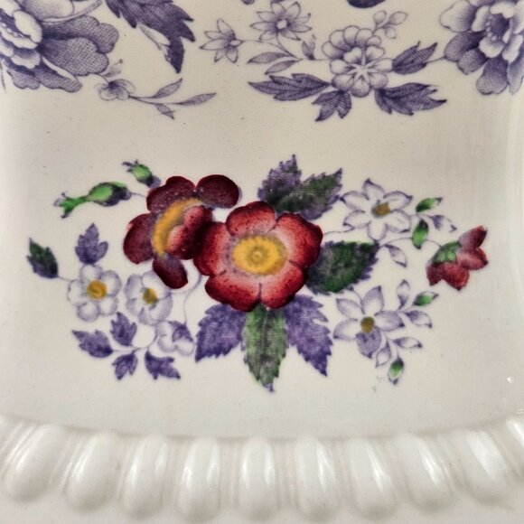 Copeland Spode Mayflower Coffee Pot Lid Floral Lavender Border Vintage England - Picture 7 of 11